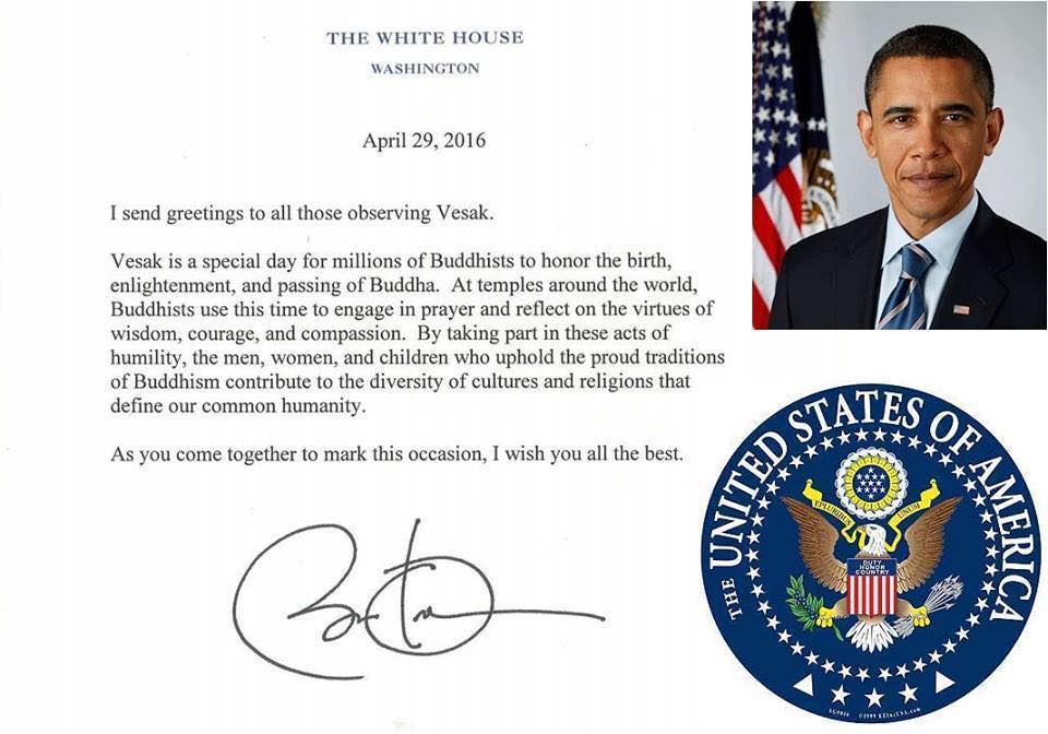 ​Thông điệp Phật đản 2640 (2016) của Tổng thống Mỹ, Barack Obama